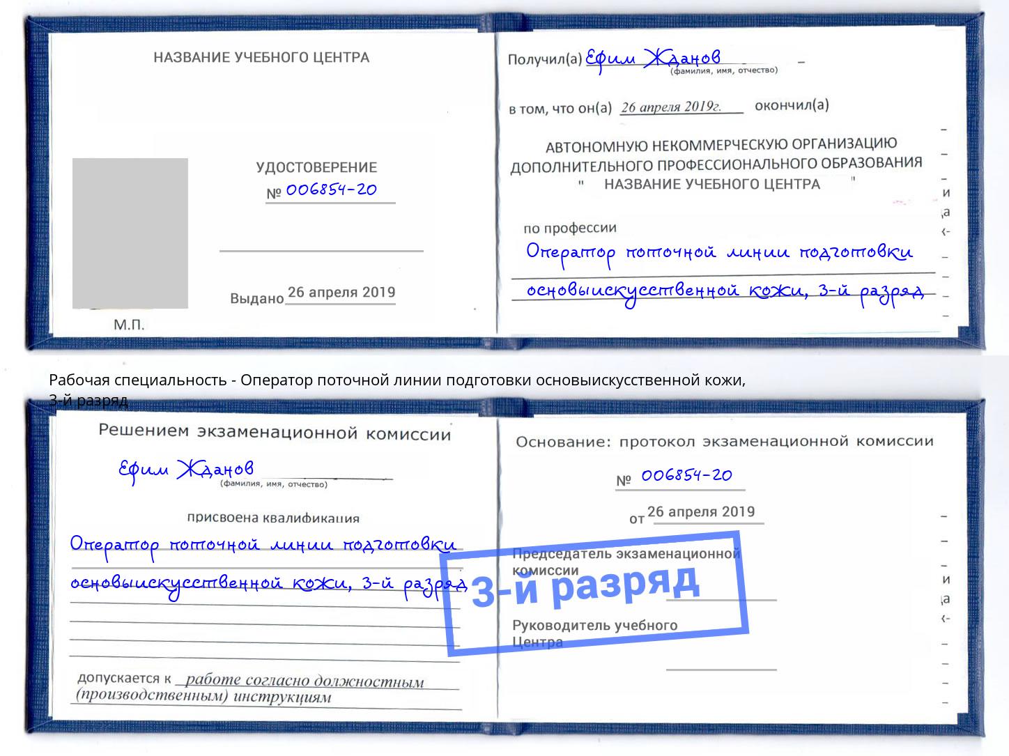 корочка 3-й разряд Оператор поточной линии подготовки основыискусственной кожи Химки
